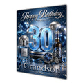 Happy Birthday Grandson 30th Blue Silver Luxury Greeting Card A5