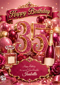 Personalised 35th Birthday Card - Sparkling Birthday Number and Presents
