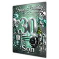 Happy Birthday Son 30th Mint Silver Luxury Greeting Card A5