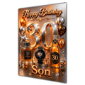 Happy Birthday Son 30th Orange Silver Luxury Greeting Card A5
