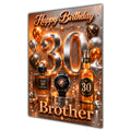 Happy Birthday Brother 30th Orange Silver Luxury Greeting Card A5