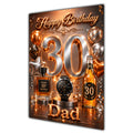 Happy Birthday Dad 30th Orange Silver Luxury Greeting Card A5