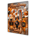 Happy Birthday 30th Orange Silver Luxury Greeting Card A5