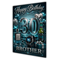Happy Birthday Brother 30th Aqua Silver Luxury Greeting Card A5