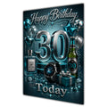 Happy Birthday 30th Aqua Silver Luxury Greeting Card A5