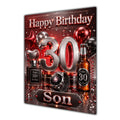 Happy Birthday Son 30th Red Silver Luxury Greeting Card A5