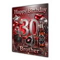 Happy Birthday Brother 30th Red Silver Luxury Greeting Card A5