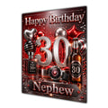 Happy Birthday Nephew 30th Red Silver Luxury Greeting Card A5