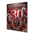 Happy Birthday Dad 30th Red Silver Luxury Greeting Card A5