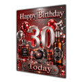 Happy Birthday 30th Red Silver Luxury Greeting Card A5