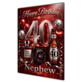Happy Birthday Nephew 40th Red Silver Luxury Greeting Card A5