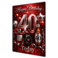 Happy Birthday 40th Red Silver Luxury Greeting Card A5