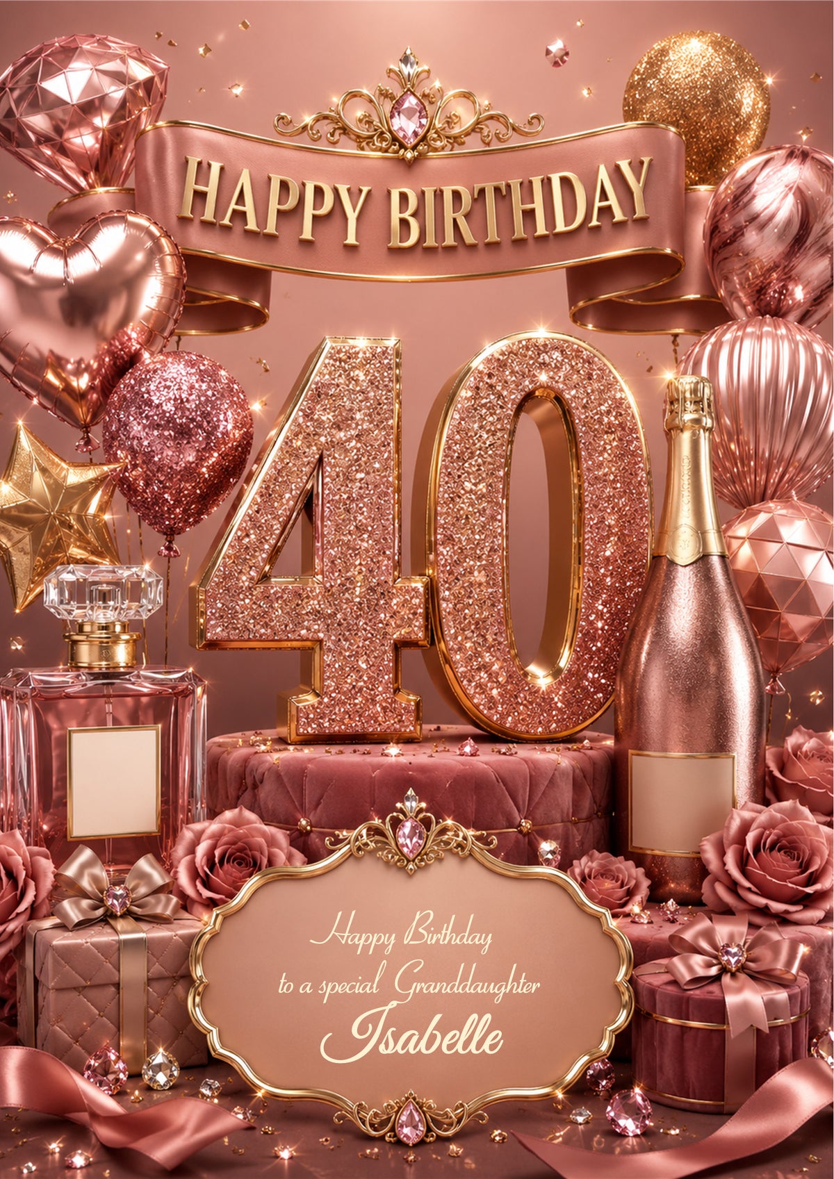 40th Birthday Card Daughter Granddaughter Niece Personalised A5 Size E982-2