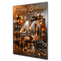 Happy Birthday Son 40th Orange Silver Luxury Greeting Card A5