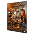 Happy Birthday Brother 40th Orange Silver Luxury Greeting Card A5