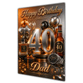 Happy Birthday Dad 40th Orange Silver Luxury Greeting Card A5