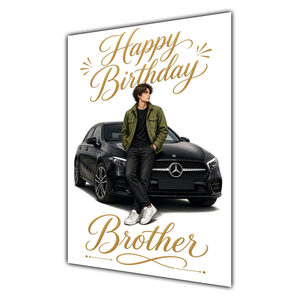 Happy Birthday Brother Luxury Car Greeting Card A5