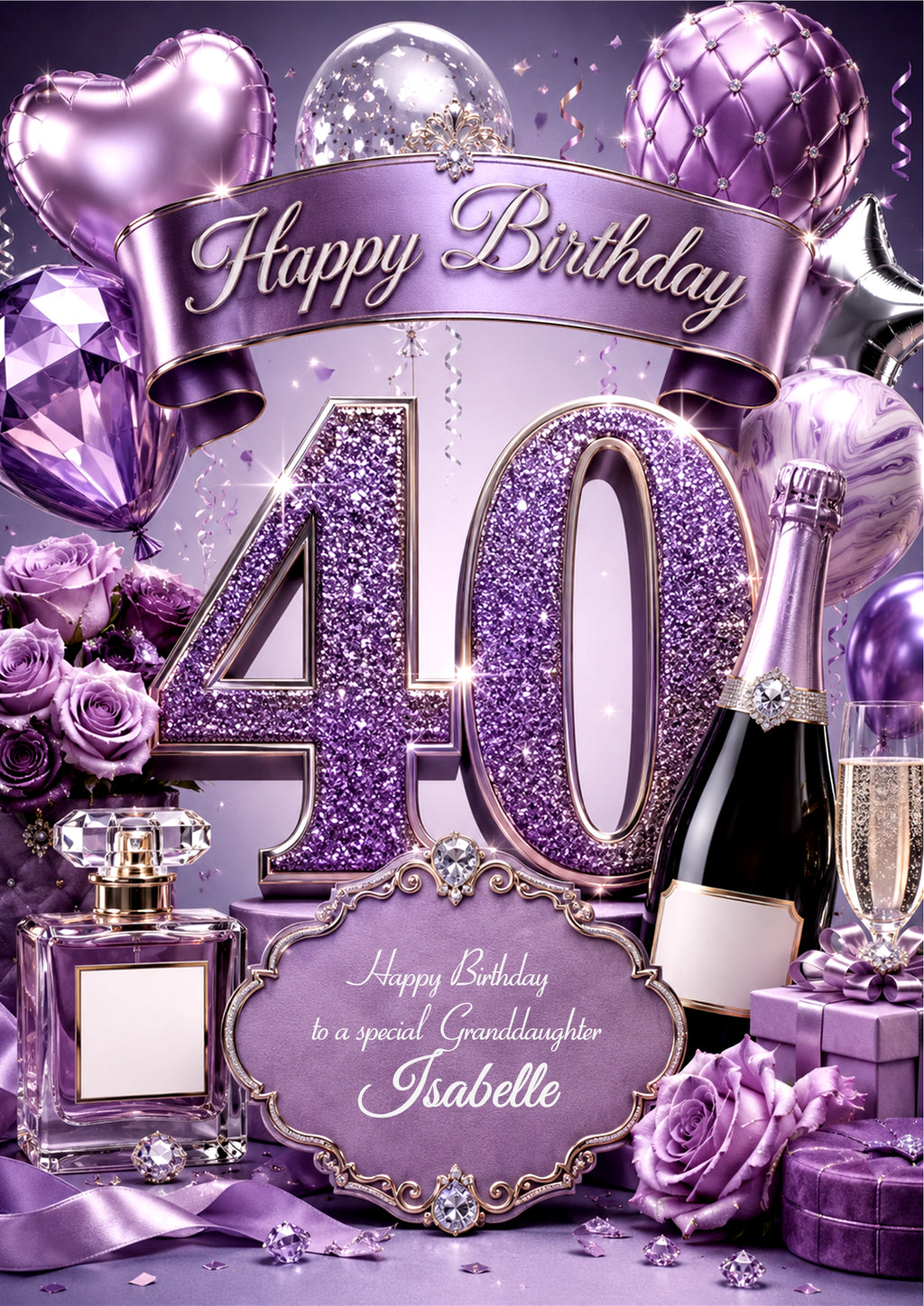 40th Birthday Card Daughter Granddaughter Niece Personalised A5 Size E982-4