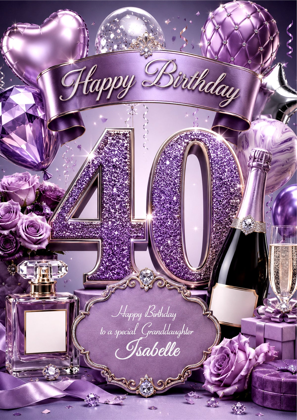 40th Birthday Card Daughter Granddaughter Niece Personalised A5 Size E982-4