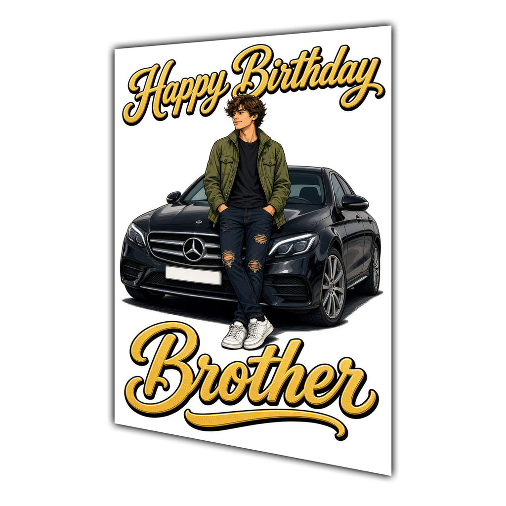 Happy Birthday Brother Luxury Car Greeting Card A5