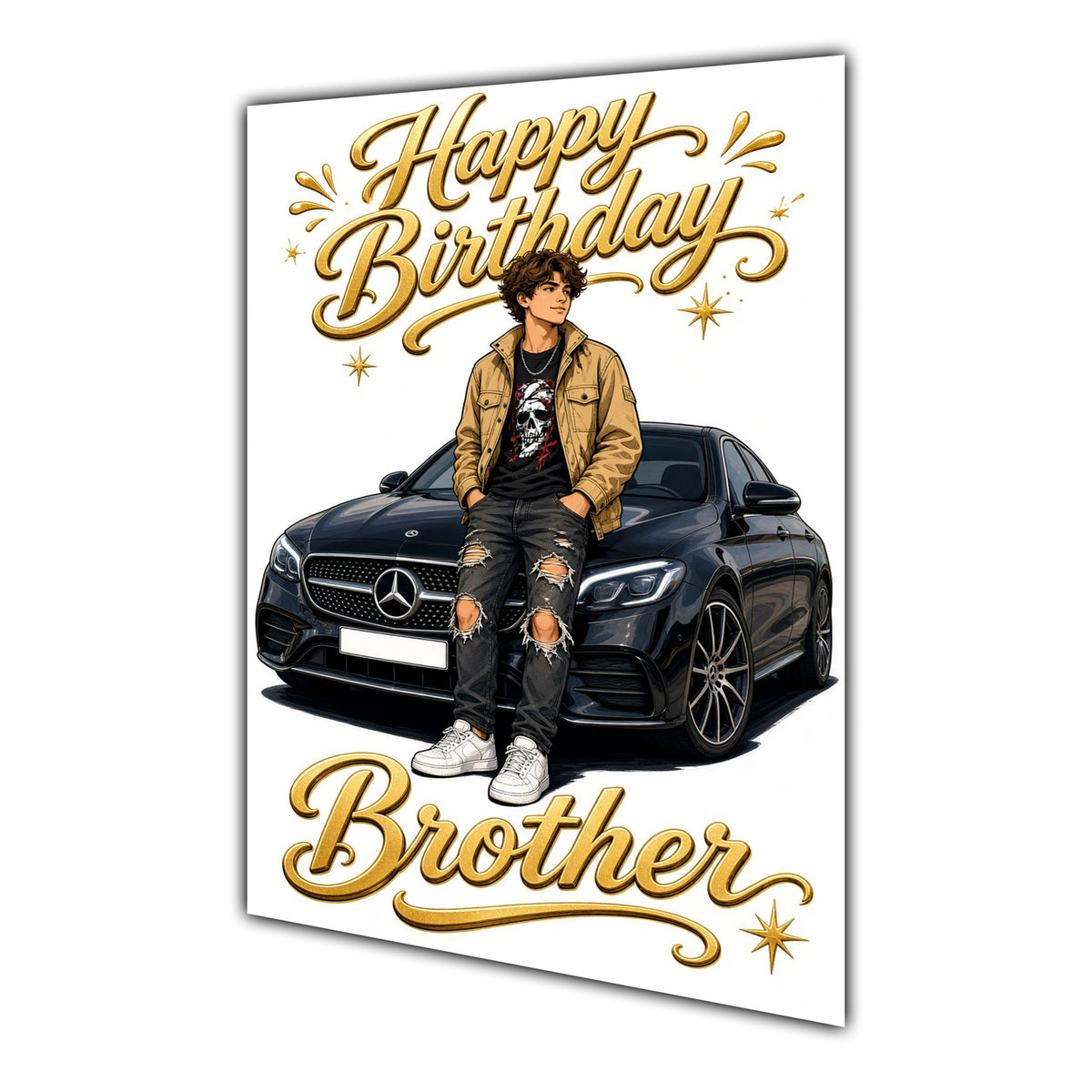 Happy Birthday Brother Luxury Car Greeting Card A5