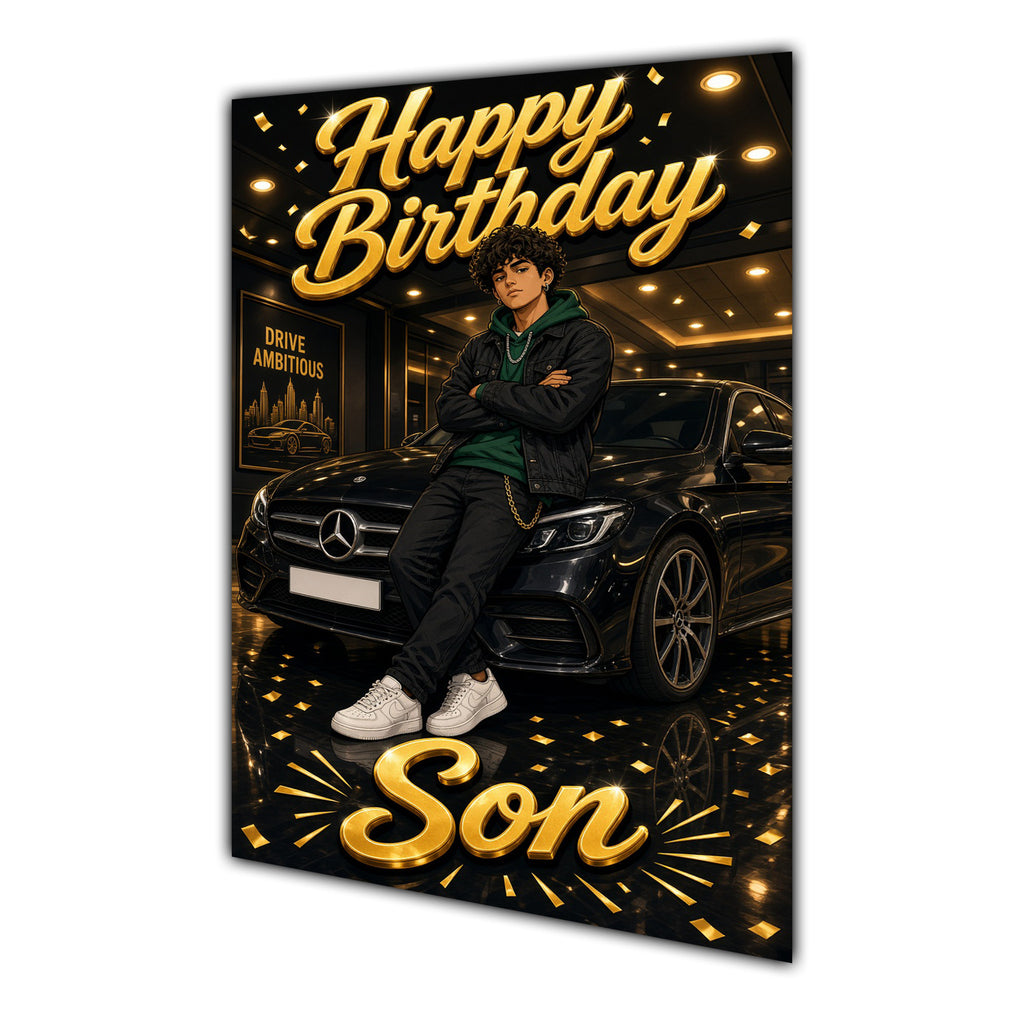 Happy Birthday Son Luxury Car Greeting Card A5