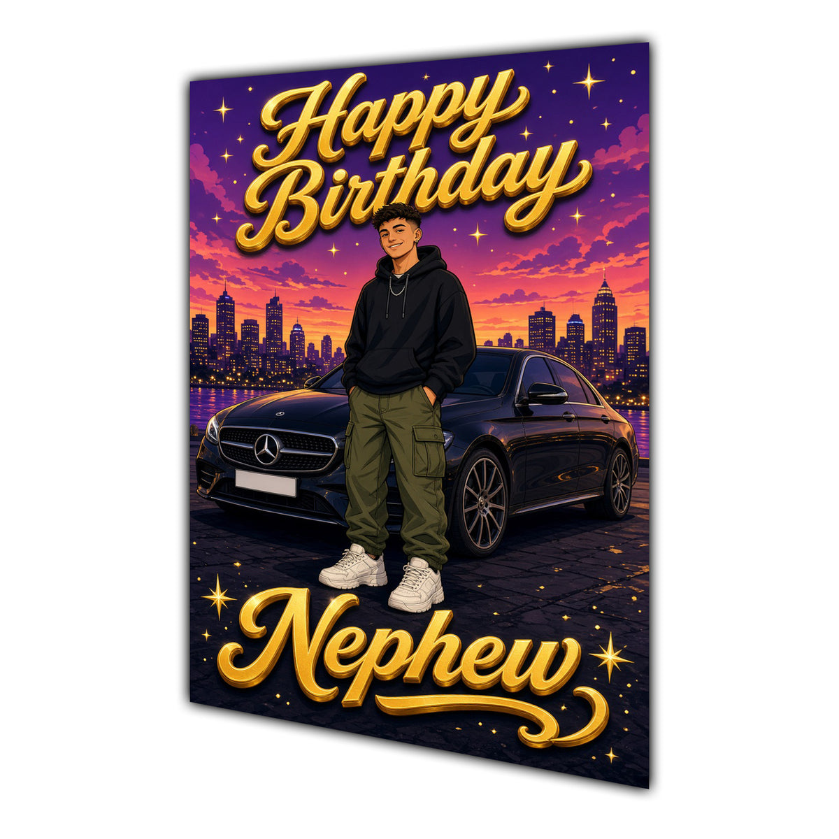 Happy Birthday Nephew Luxury Car Greeting Card A5
