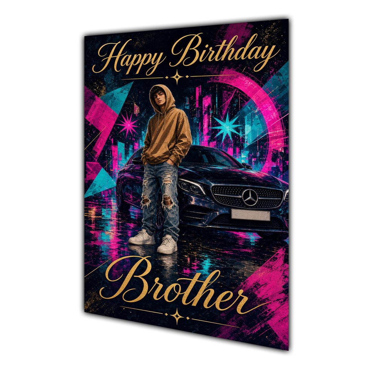 Happy Birthday Brother Luxury Car Greeting Card A5