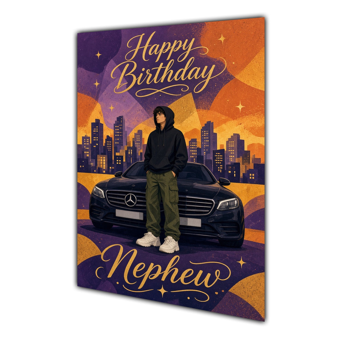 Happy Birthday Nephew Luxury Car Greeting Card A5