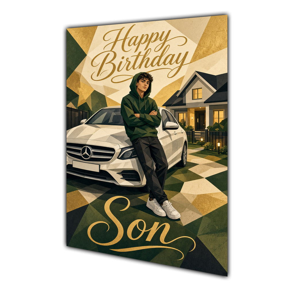 Happy Birthday Son Luxury Car Greeting Card A5