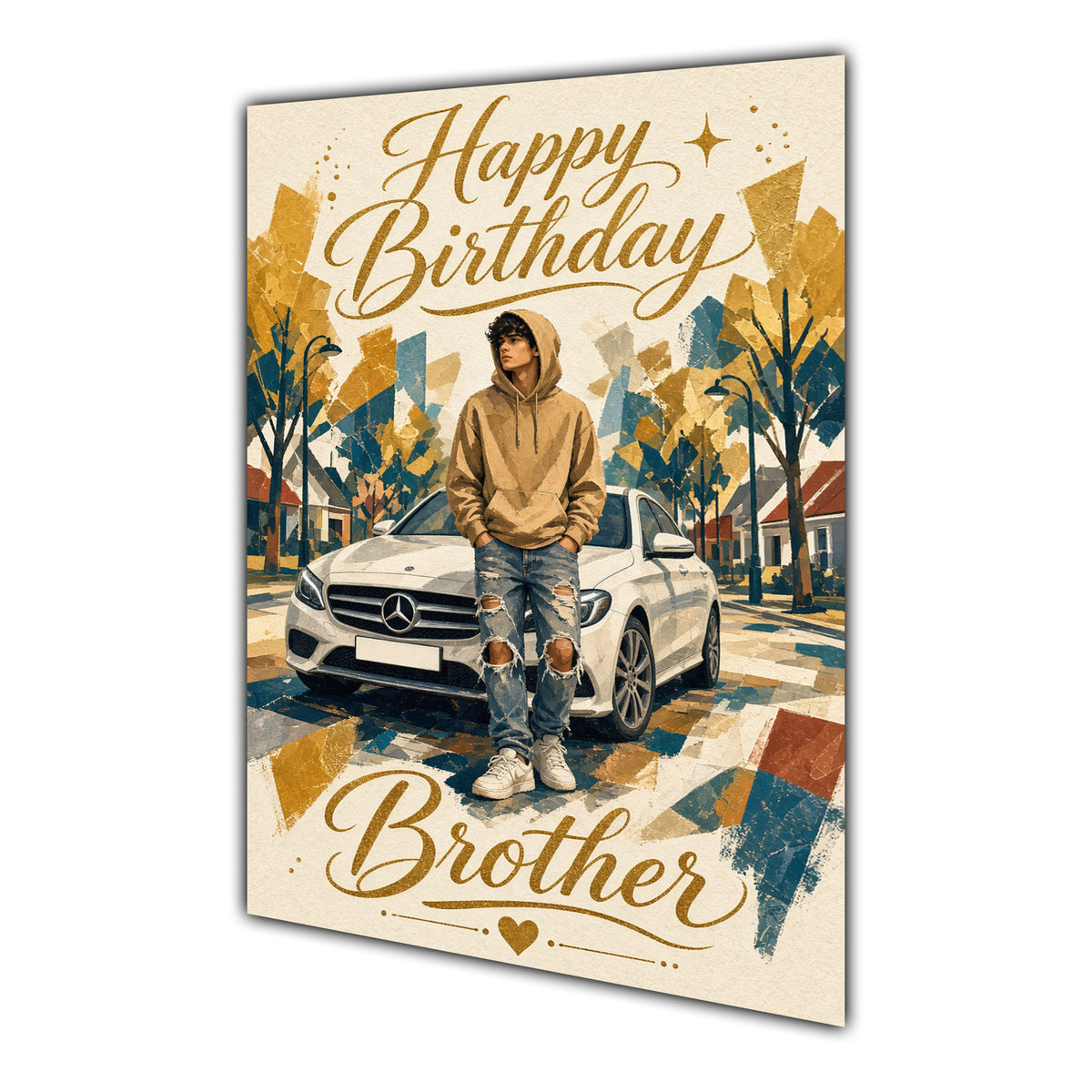 Happy Birthday Brother Luxury Car Greeting Card A5