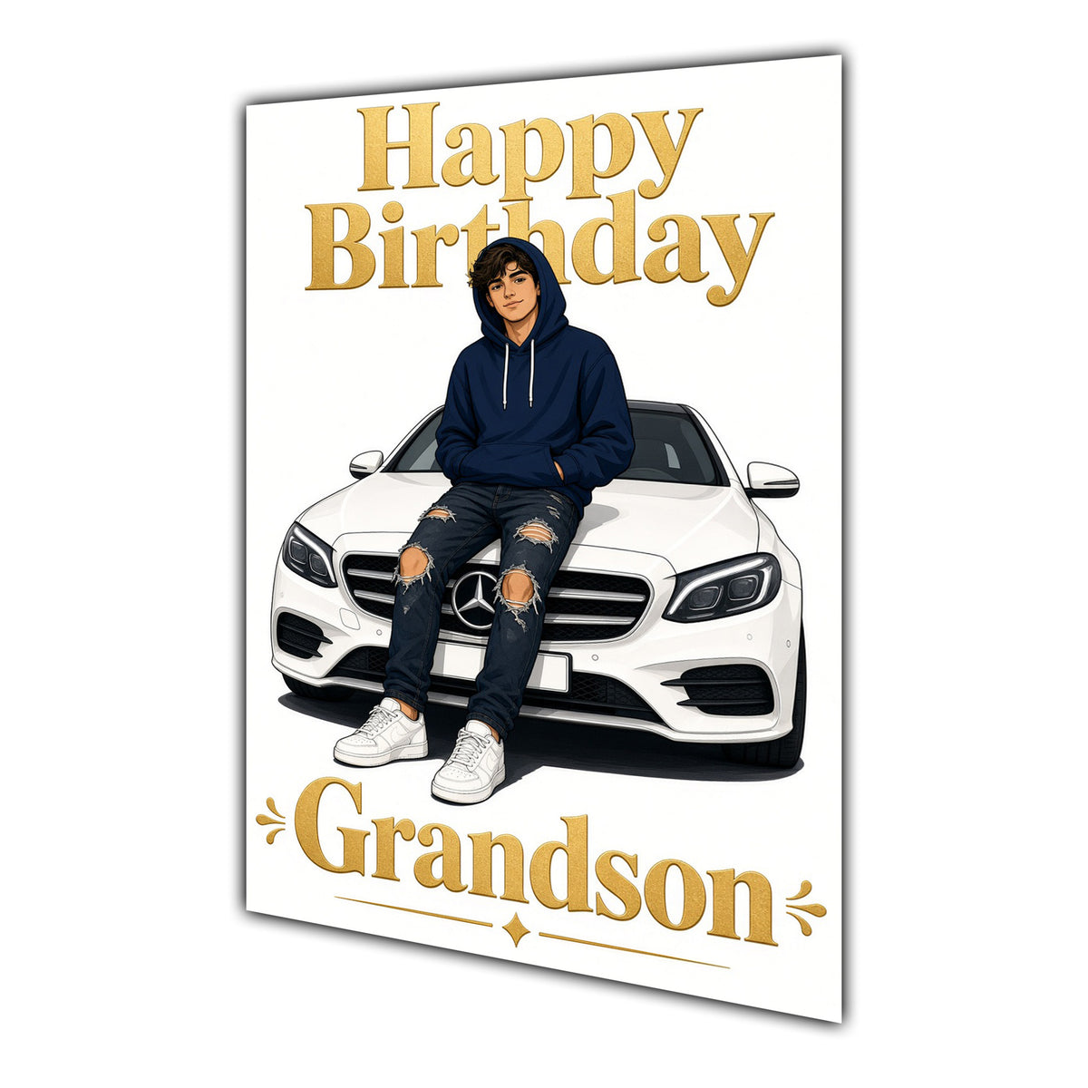 Happy Birthday Grandson Luxury Car Greeting Card A5