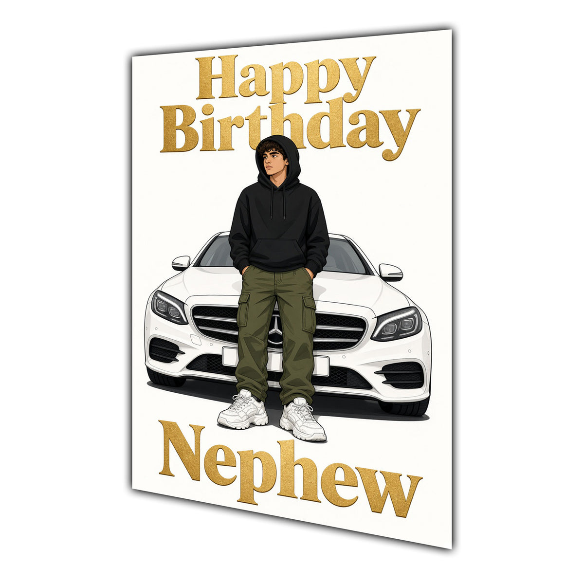 Happy Birthday Nephew Luxury Car Greeting Card A5