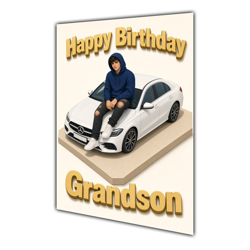 Happy Birthday Grandson Luxury Car Greeting Card A5
