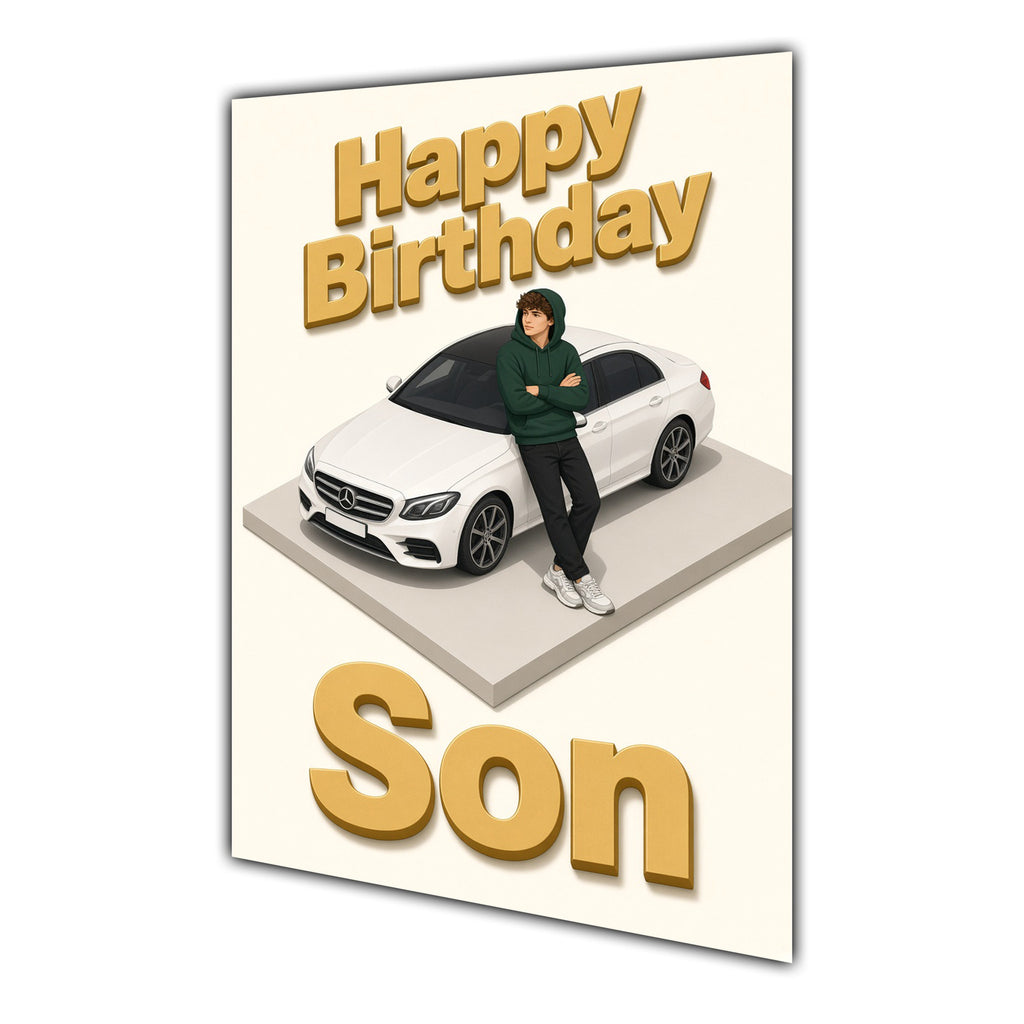 Happy Birthday Son Luxury Car Greeting Card A5