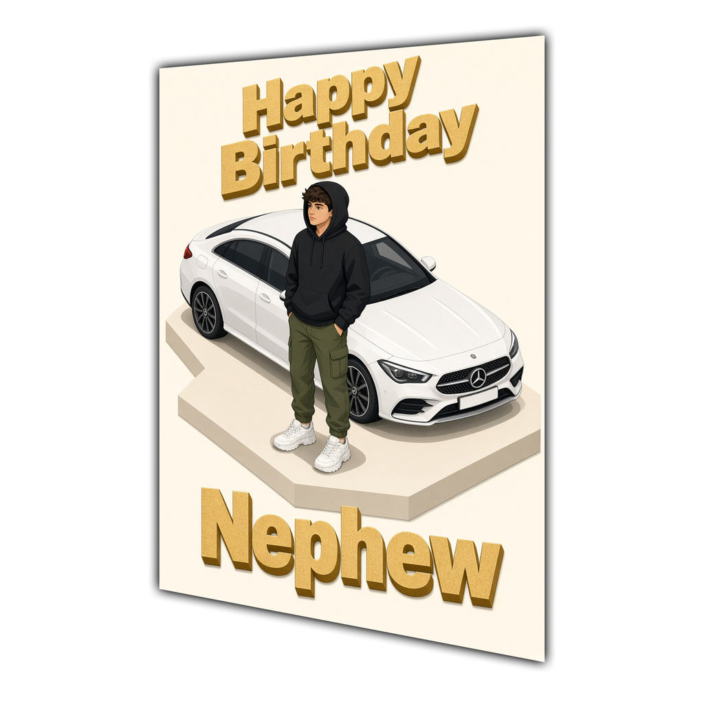 Happy Birthday Nephew Luxury Car Greeting Card A5