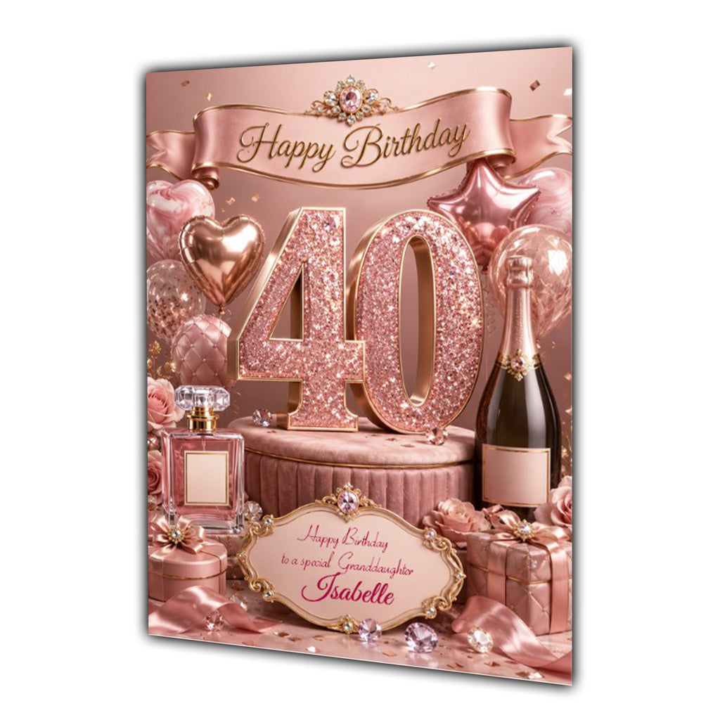 Personalised 40th Birthday Card - Sparkling Birthday Number and Presents