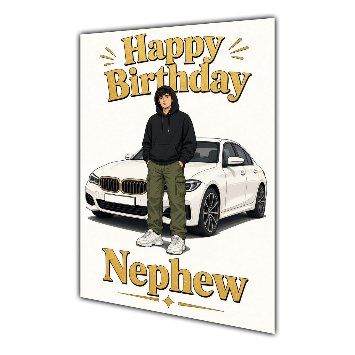 Happy Birthday Nephew Luxury Car Greeting Card A5