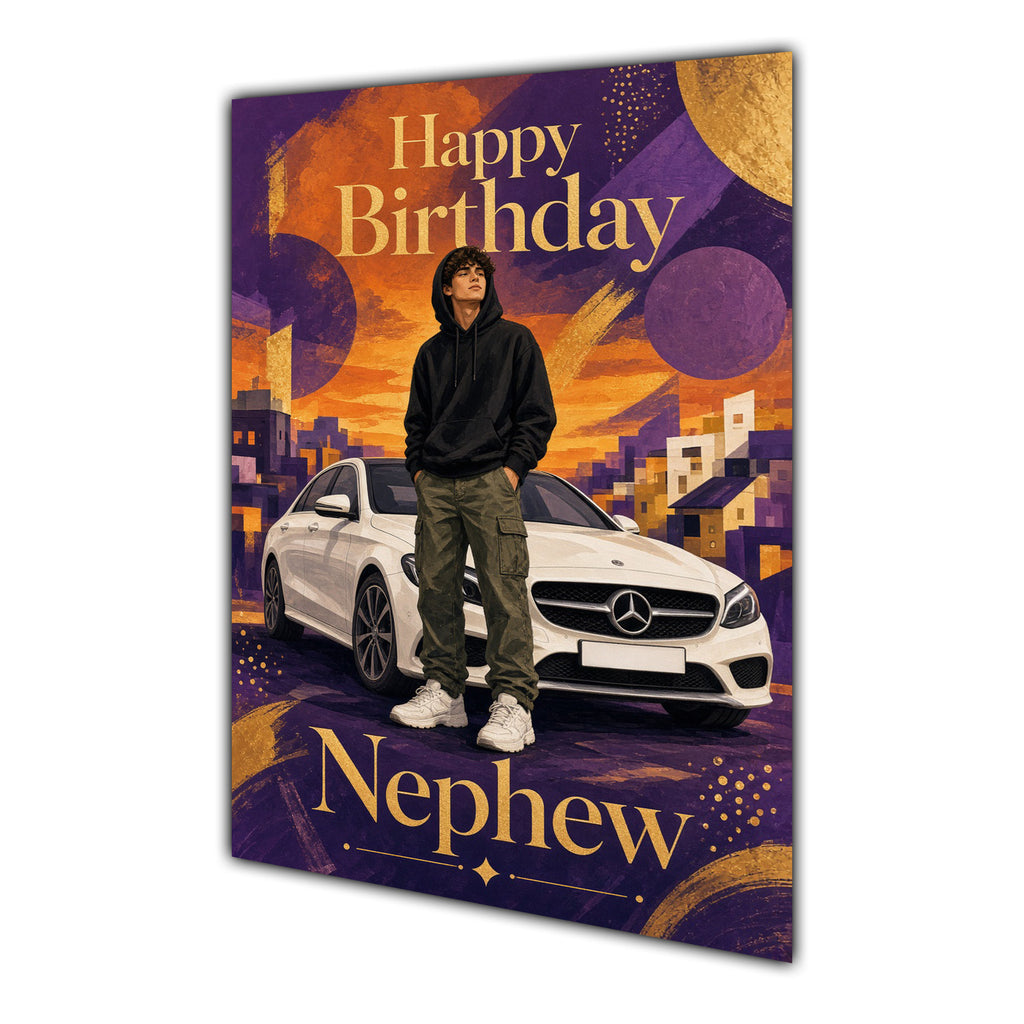 Happy Birthday Nephew Luxury Car Greeting Card A5