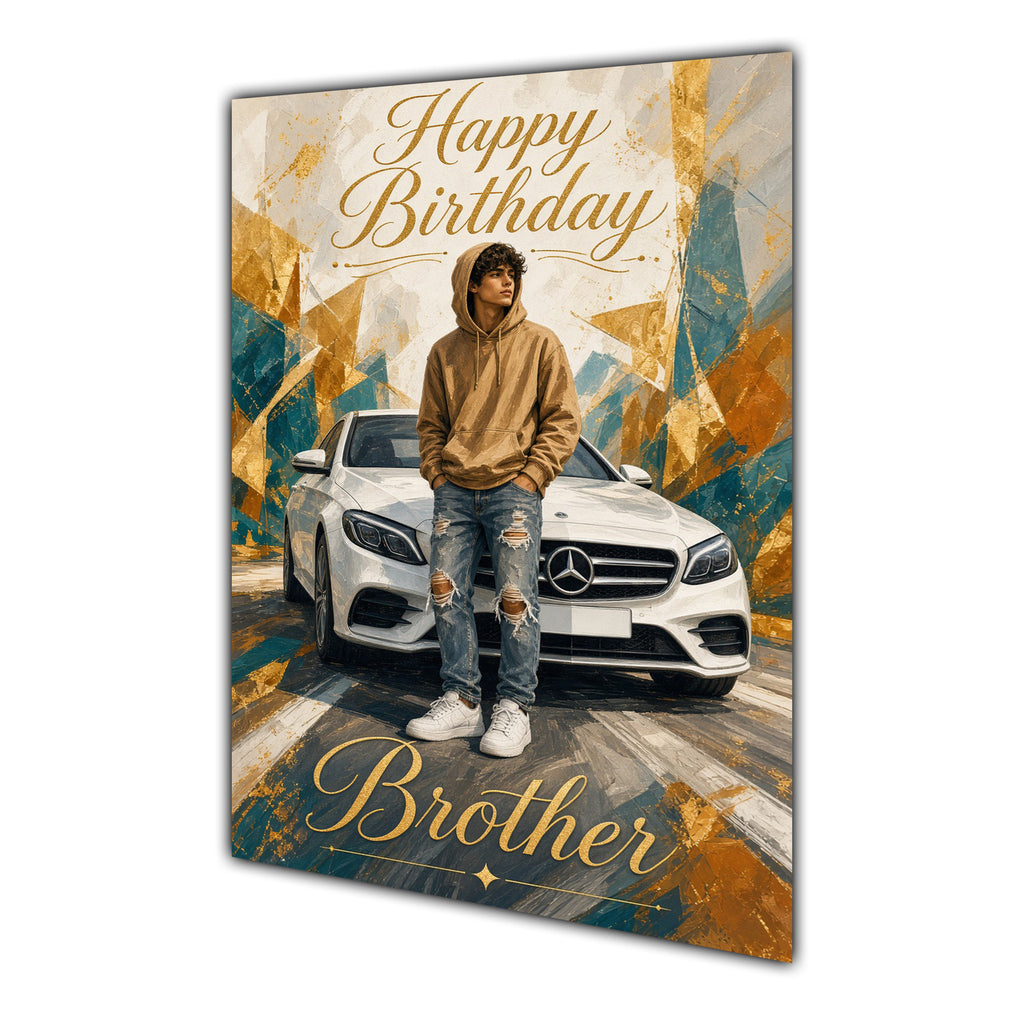 Happy Birthday Brother Luxury Car Greeting Card A5