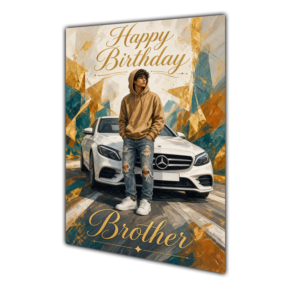 Happy Birthday Brother Luxury Car Greeting Card A5