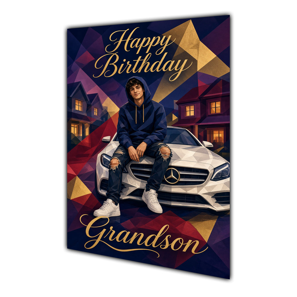 Happy Birthday Grandson Luxury Car Greeting Card A5