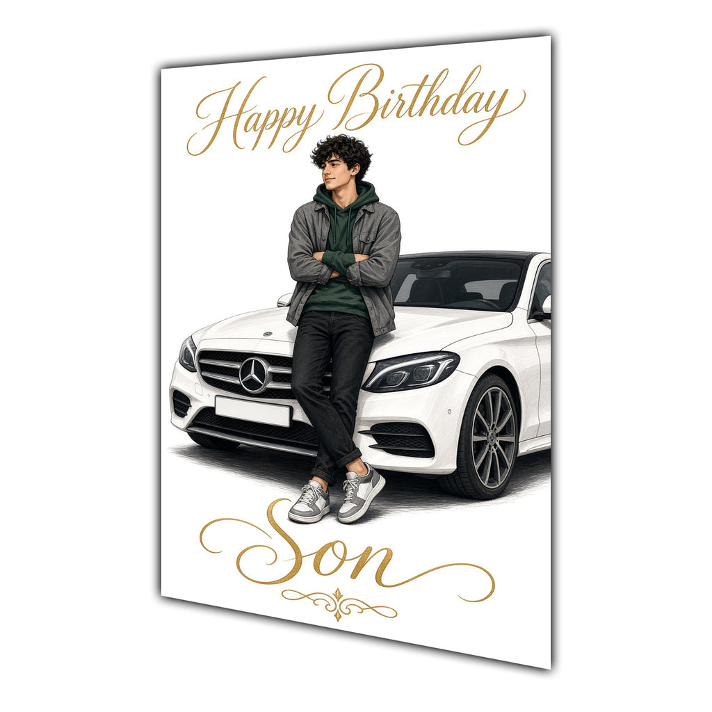 Happy Birthday Son Luxury Car Greeting Card A5