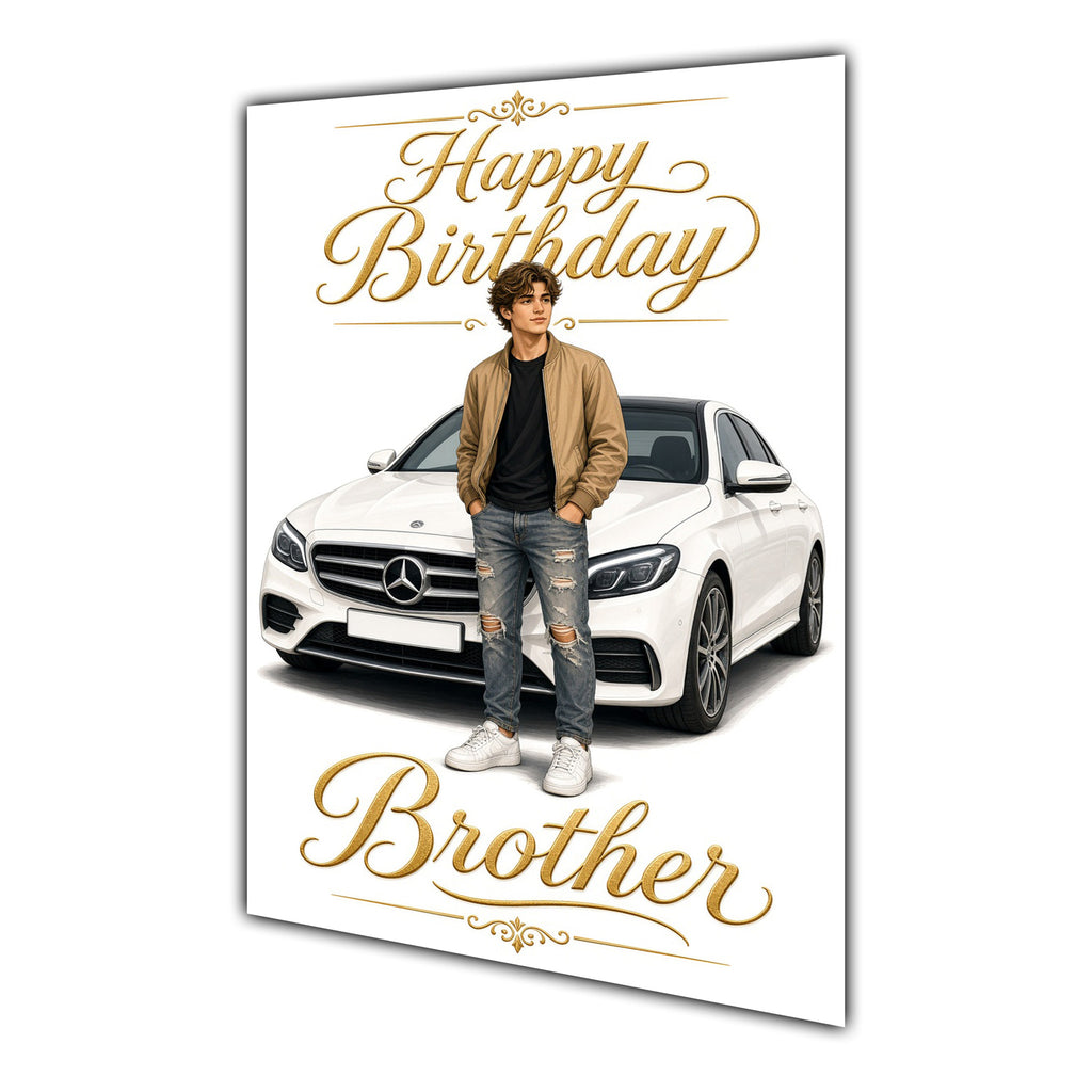 Happy Birthday Brother Luxury Car Greeting Card A5