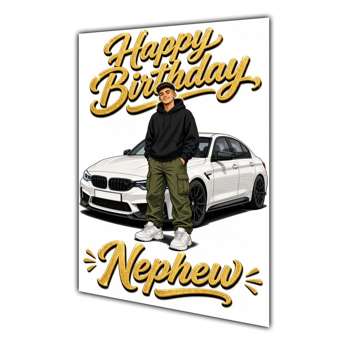 Happy Birthday Nephew Luxury Car Greeting Card A5
