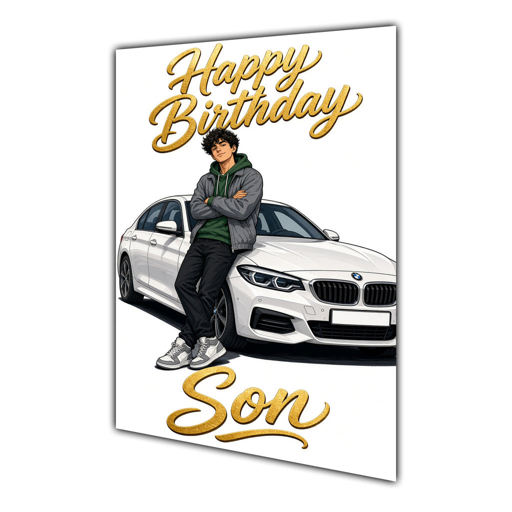 Happy Birthday Son Luxury Car Greeting Card A5