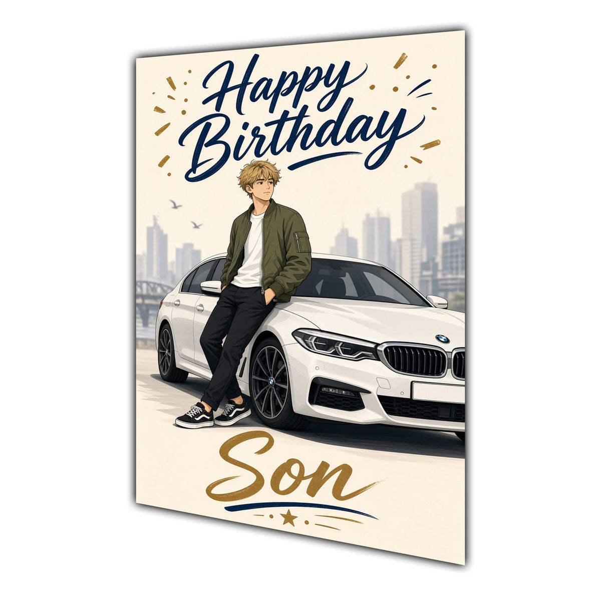 Happy Birthday Son Luxury Car Greeting Card A5