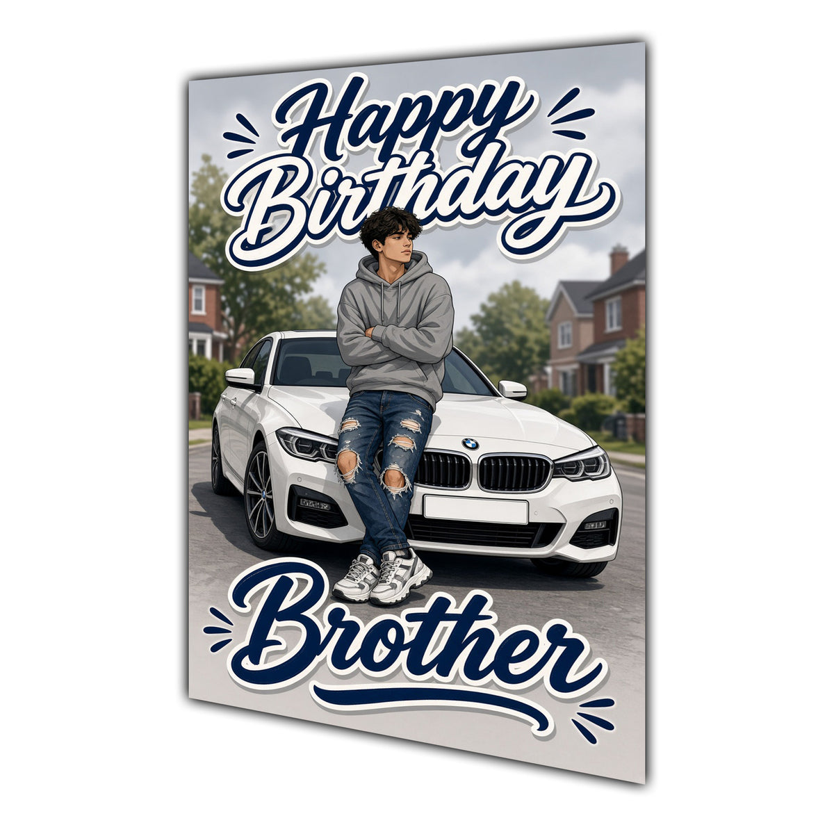 Happy Birthday Brother Luxury Car Greeting Card A5