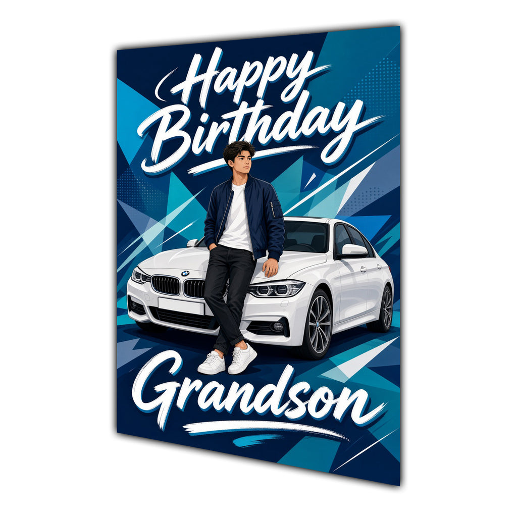 Happy Birthday Grandson Luxury Car Greeting Card A5
