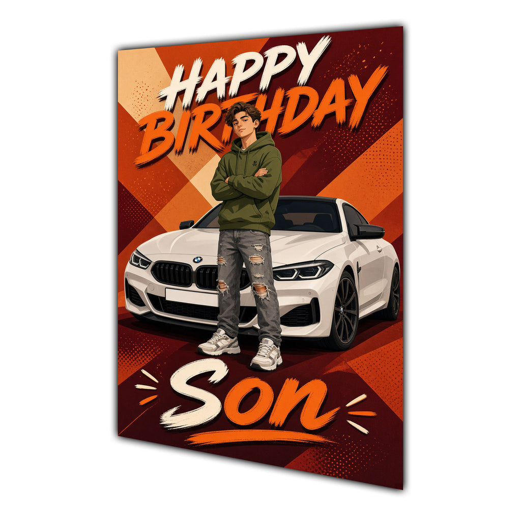 Happy Birthday Son Luxury Car Greeting Card A5